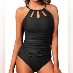 2 for $25! Younique Black Halter One-Piece Keyhole Swimsuit